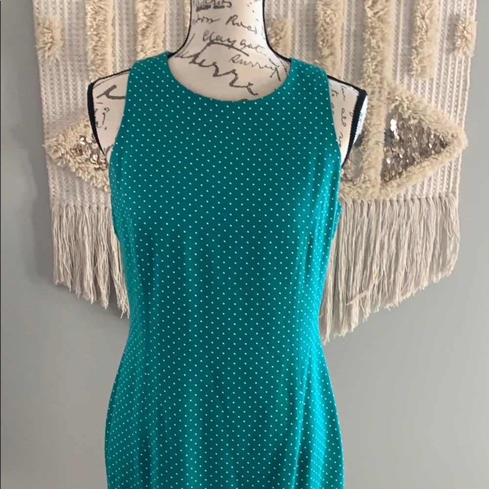 Teal Polka Dot Midi Dress